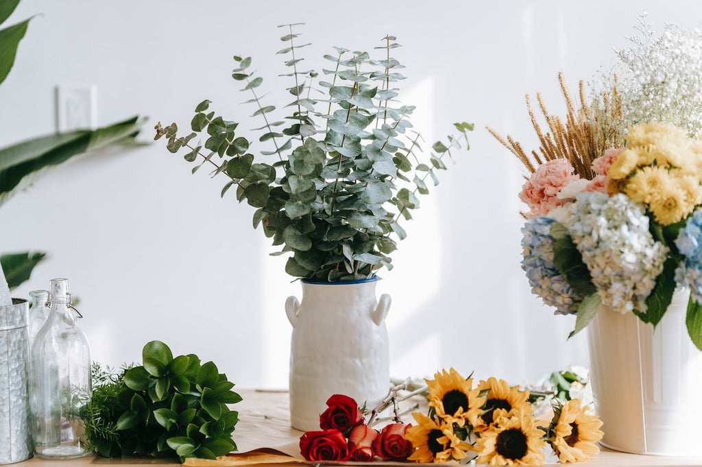 eucalyptus soaking in white mug