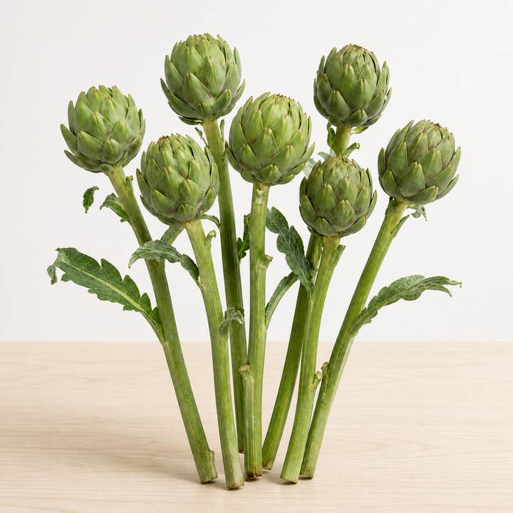 Fresh Green Globe Artichoke Stems product photograph