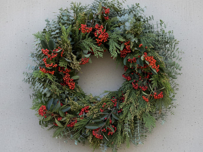 Fresh Cedar, Eucalyptus, and Cotoneaster Wreath