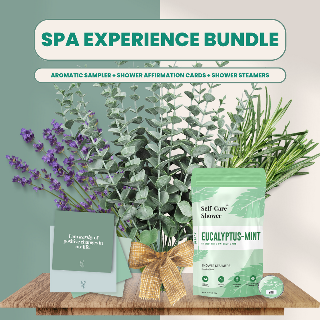 spa experience bundle aromatic sampler shower affirmation cards shower steamers