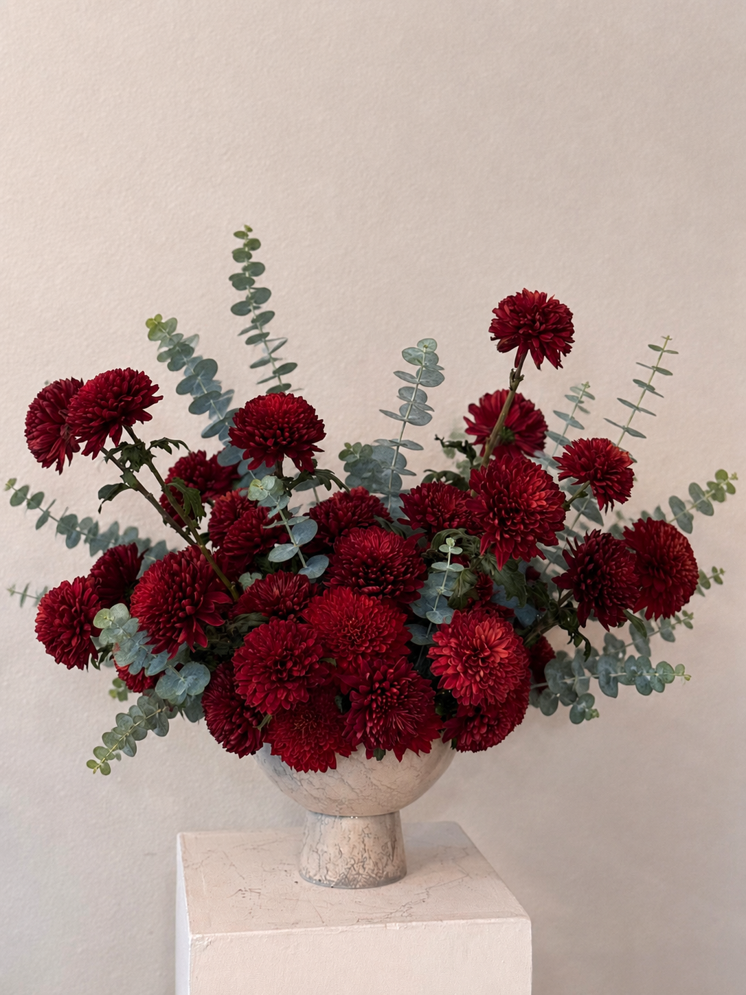 What to expect from red scabiosa & eucalyptus bouquets