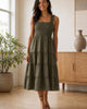 The European Linen Chambray Midi Dress - Bayberry Olive