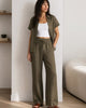 The European Linen Wide Leg Pant - Bayberry Olive