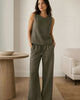 The European Linen Tank - Bayberry Olive