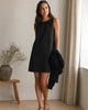 The European Linen Mini Dress - Black
