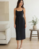 The European Linen Midi Dress - Black