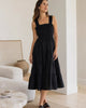 The European Linen Chambray Midi Dress - Black