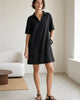 The European Linen Mini Dress - Black