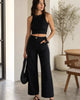The European Linen Wide Leg Pant - Black