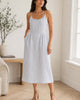 The European Linen Midi Dress - Blue Pinstripe