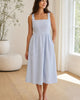 The European Linen Midi Dress - Blue Pinstripe