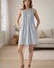The European Linen Sleeveless Dress - Blue Pinstripe
