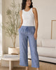 The European Linen Wide Leg Pant - Chambray Stripe