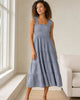 The European Linen Chambray Midi Dress - Chambray Stripe