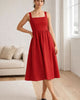 The European Linen Fit & Flare Midi Dress - Chile