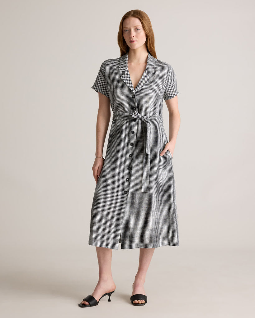 The European Linen Chambray Dress - Classic Mini Gingham