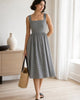 The European Linen Midi Dress - Classic Mini Gingham