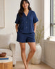 The European Linen Short Sleeve Short - Deep Navy