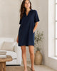 The European Linen Mini Dress - Deep Navy