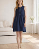 The European Linen Sleeveless Dress - Deep Navy