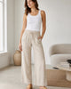 The European Linen Wide Leg Pant - Driftwood
