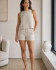 The European Linen Cropped Tank - Flax