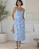 The European Linen Midi Dress - Floral Waterfall