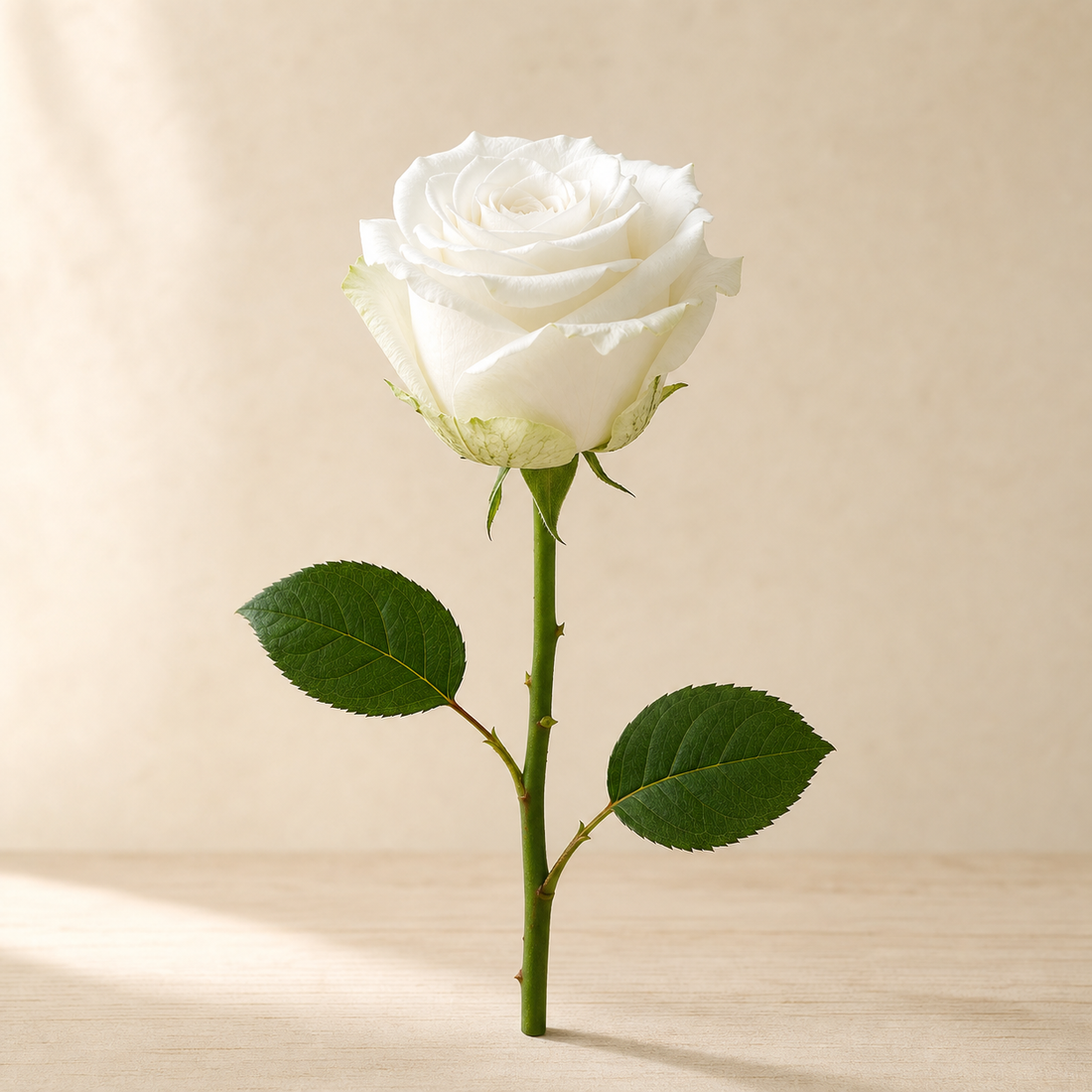Representative AI-generated editorial image of a white cut rose