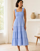 The European Linen Chambray Midi Dress - French Blue