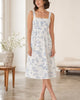 The European Linen Midi Dress - Ivory Porcelain Blue Petite Floral