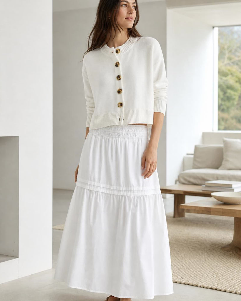 The Organic Cotton Cropped Cardigan - Ivory