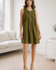 The European Linen Sleeveless Dress - Martini Olive