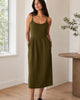 The European Linen Midi Dress - Martini Olive
