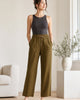 The European Linen Wide Leg Pant - Martini Olive