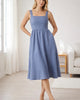 The European Linen Fit & Flare Midi Dress - Moonstone Blue