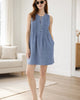 The European Linen Sleeveless Dress - Moonstone Blue