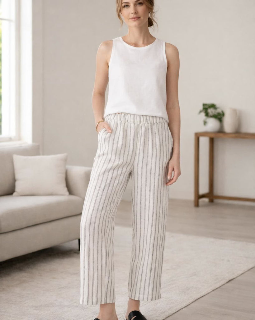 The Marin Pant - Oatmeal / Black Stripe