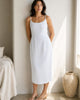 The European Linen Midi Dress - Sky Blue Mariner Stripe