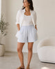 The European Linen Short - Sky Blue Mariner Stripe