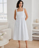 The European Linen Midi Dress - Sky Blue Mariner Stripe