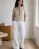 The Organic Cotton Cropped Cardigan - Speckled Beige
