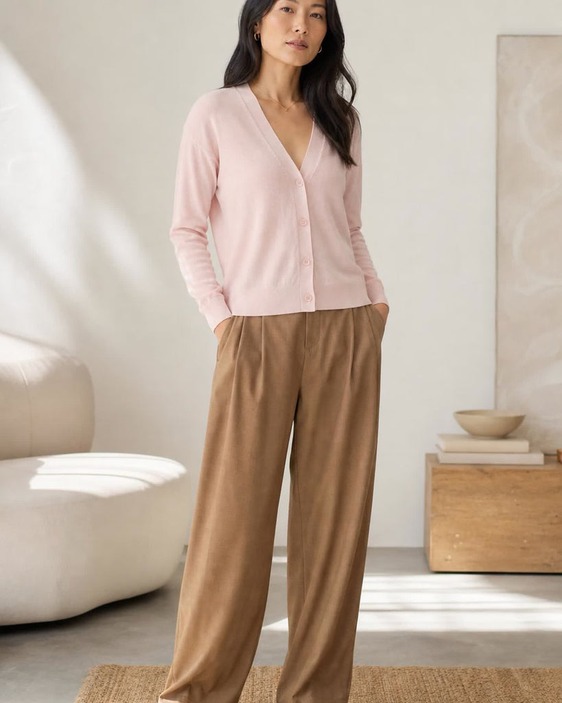 The Lightweight Cotton Cashmere Cardigan - Sugar Stone