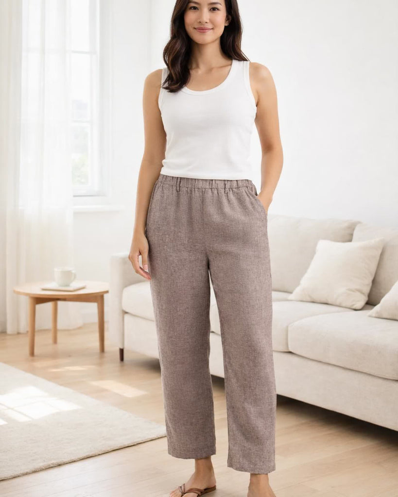 The Marin Pant - Taupe Brown Chambray
