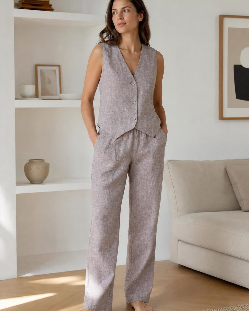 The European Linen Market - Taupe Brown Chambray