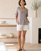 The European Linen Short Sleeve Short - Taupe Brown Chambray