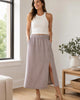 The European Linen Maxi Skirt - Taupe Brown Gingham