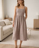 The European Linen Fit & Flare Midi Dress - Taupe Brown Gingham