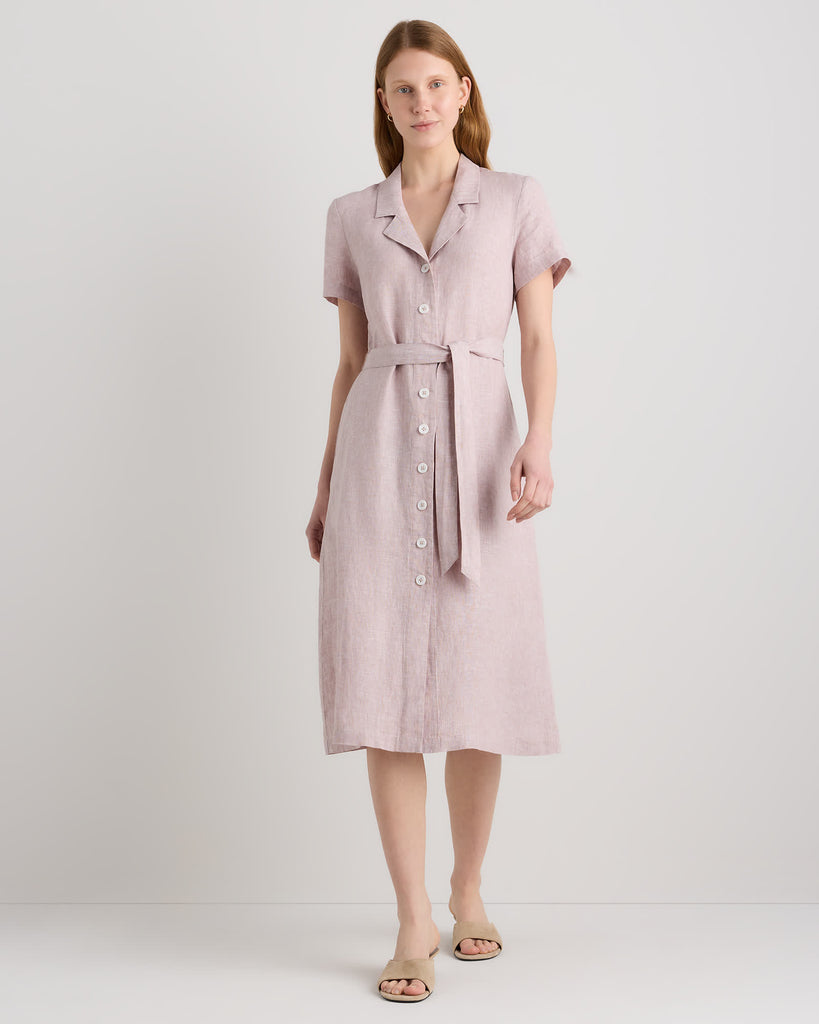 The European Linen Chambray Dress - Vintage Pink Chambray