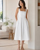 The European Linen Midi Dress - White