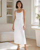 The European Linen Midi Dress - White